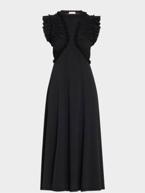Ulla Johnson Shiva Black Ruffled Midi Dress